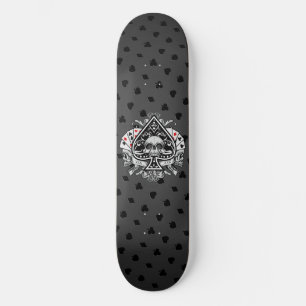Pik-Ass-Totenschädel-Spielkarten-Glücksspieler Skateboard