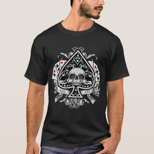 Pik-Ass-Totenschädel-Spielkarten-Glücksspieler T-Shirt