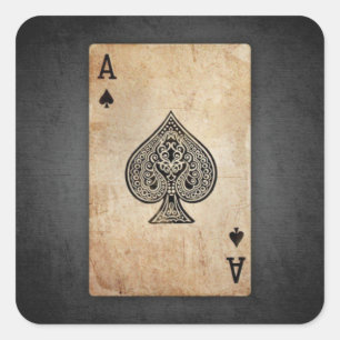 Pik-Ass-Wurfkissen Quadratischer Aufkleber