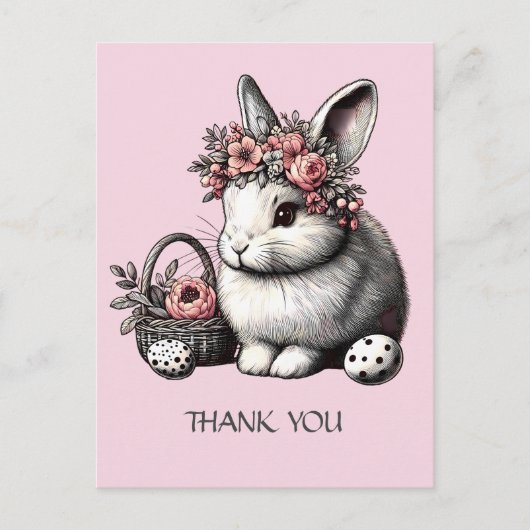 Pik blush Floral Ostersonne Vielen Dank Postkarte (Vorderseite)