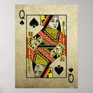 Pik-Dame im Vintage-Stil Spielkarten Poster