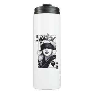 Pik-Dame (Stil 7) Fine-Art-Zeichnung Thermosbecher
