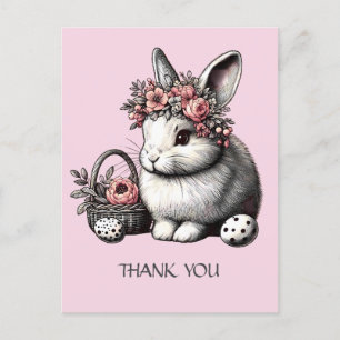 Pik rosafarbenes Florales Osterhase Danke Personal Postkarte