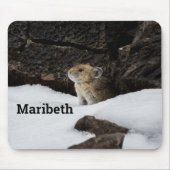 Pika im Schnee mit IHREM NAMEN Mousepad (Vorne)