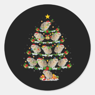 Pika Liebhaber Xmas Lichter Pika Weihnachtsbaum Runder Aufkleber