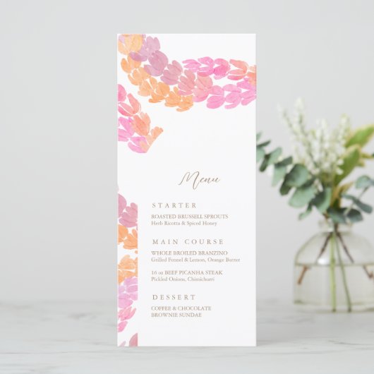 Pikake Wedding Menükarte (Stehend Vorderseite)