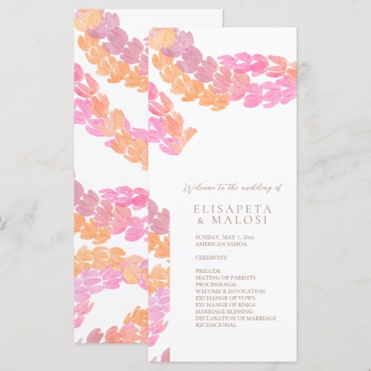 Pikake Wedding Menükarte (Vorne/Hinten)