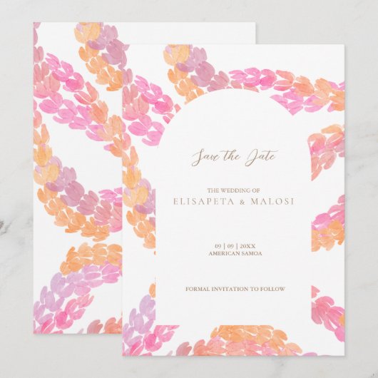 Pikake Wedding Save the Date Einladung (Vorne/Hinten)