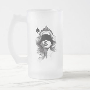 Pikdame (Stil 2) Fine Art Zeichnung Mattglas Bierglas