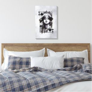 Pikdame (Stil-5) Fine Art Zeichnung Leinwanddruck