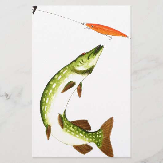 Pike Angeln Briefpapier (Vorderseite)