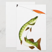 Pike Angeln Briefpapier (Vorne/Hinten)