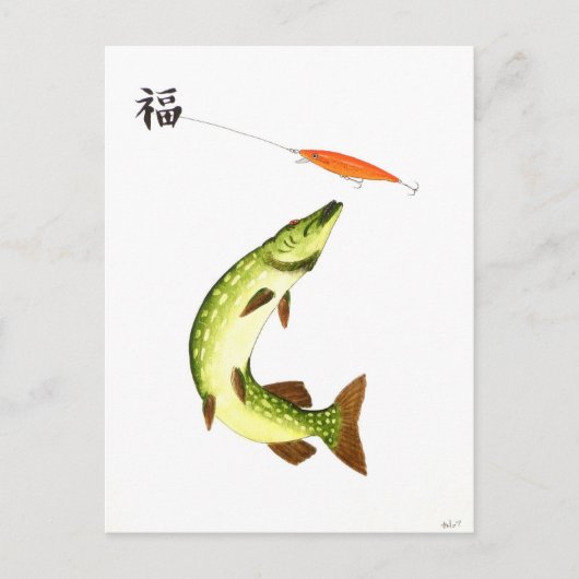 Pike Angeln Postkarte (Vorderseite)