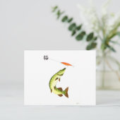 Pike Angeln Postkarte (Stehend Vorderseite)