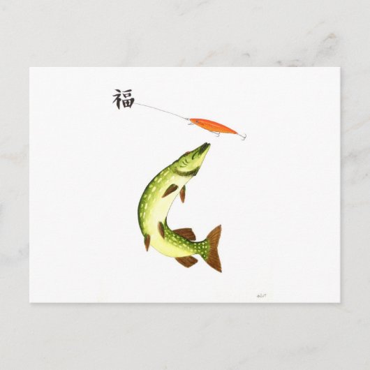 Pike Angeln Postkarte (Vorderseite)