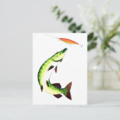 Pike fishing and fly fishing postkarte (Stehend Vorderseite)