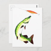 Pike fishing and fly fishing postkarte (Vorne/Hinten)