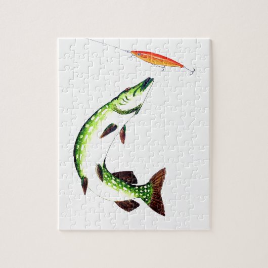 Pike fishing and fly fishing puzzle (Vertikal)