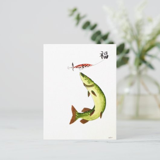 Pike Fishing Postkarte (Stehend Vorderseite)