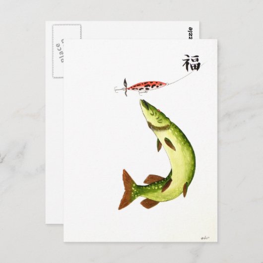 Pike Fishing Postkarte (Vorne/Hinten)