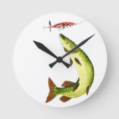 Pike Fishing Runde Wanduhr (Vorderseite)