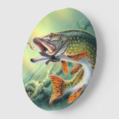 PIKE FISHING WALL CLOCK GROßE WANDUHR (Winkel)