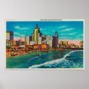 Pike Front und Badestrand, Long Beach Poster