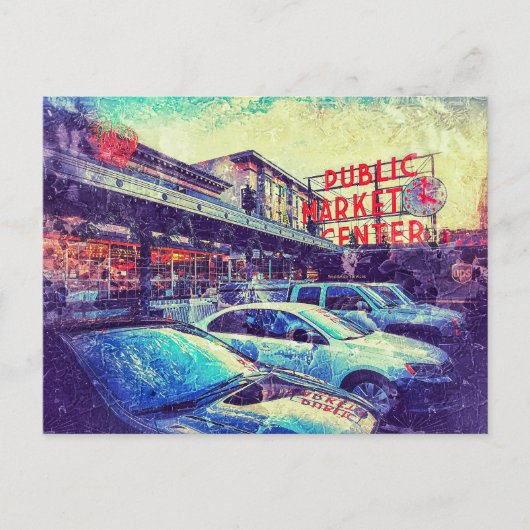 Pike Marker Center Seattle Washington Postkarte (Vorderseite)