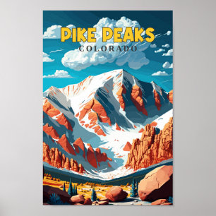 Pike Peaks Colorado USA Reisen Vintag Poster