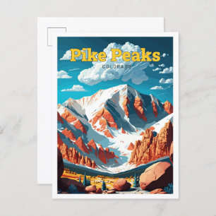 Pike Peaks Colorado Vintage Illustration Postkarte