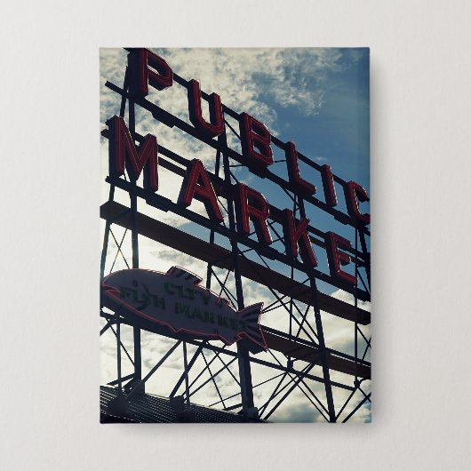 Pike Place Market in Seattle Button (Vorderseite)