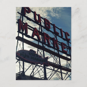Pike Place Market in Seattle Feiertagspostkarte