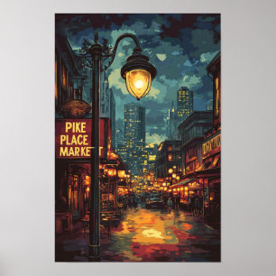 Pike Place Market Seattle Washington USA Reise Poster