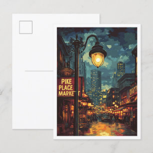 Pike Place Market Seattle Washington USA Reise Postkarte