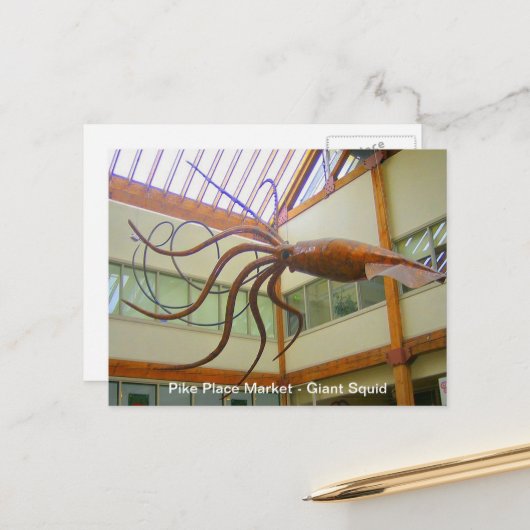 Pike Place Public Market Gigant Tintenfisch Seattl Postkarte (Vorderseite/Rückseite Beispiel)