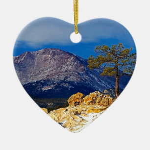 Pikes Peak and Lone Tree Keramik Ornament