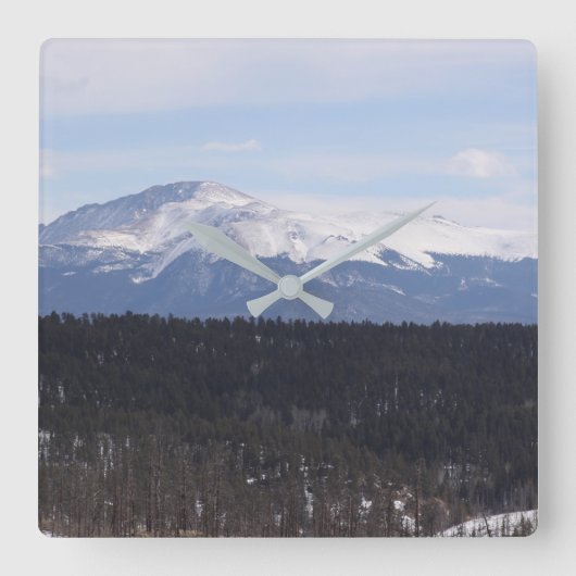 Pike's Peak Clock Quadratische Wanduhr (Vorderseite)