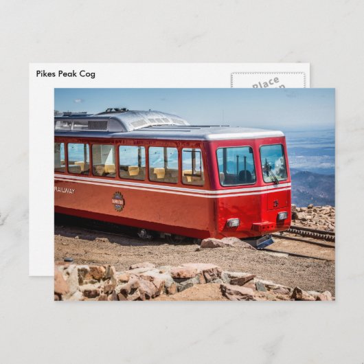 Pikes Peak Cog ganz oben auf Pikes Peak Postkarte (Vorne/Hinten)