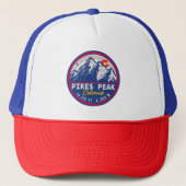 Pikes Peak Colorado Camping Wandern Truckerkappe (Vorderseite)