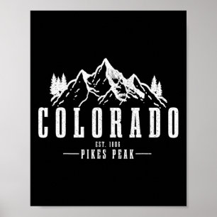 Pikes Peak Colorado Est. 1806 Vintage Berge USA Poster