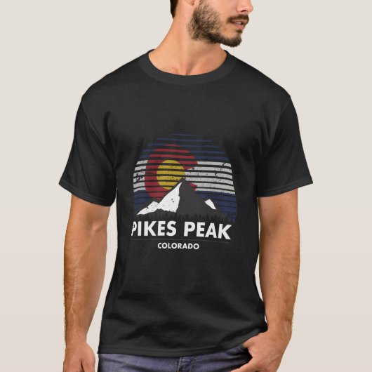 Pikes Peak Colorado Flag Mountain Adventure T-Shirt (Vorderseite)