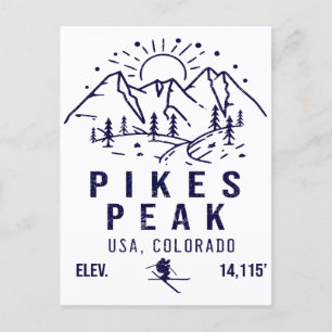 Pikes Peak Colorado Minimalistisch Skifahren Souve Postkarte