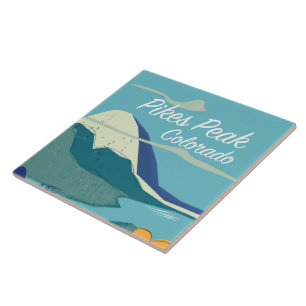 Pikes Peak Colorado Vintages Reiseplakat Fliese