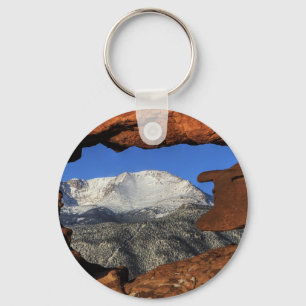 Pikes Peak durch Schlüsselloch Felsformation gese Schlüsselanhänger