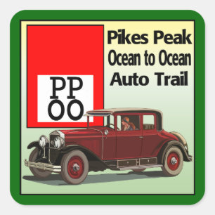 Pikes Peak Ocean to Ocean Auto Trail Quadratischer Aufkleber
