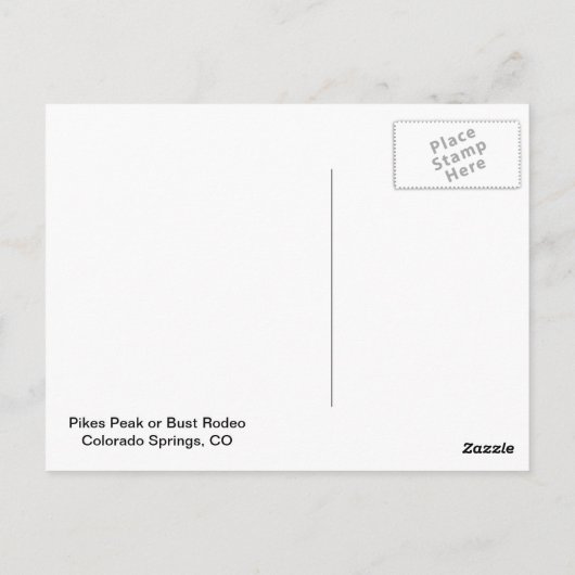 Pikes Peak oder Bust Rodeo Postkarte (Rückseite)