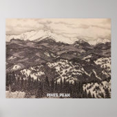 Pikes Peak Pen/Stift Illustration Poster (Vorne)