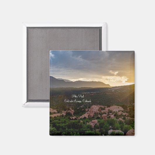 Pikes Peak Sunset Haze Square Magnet (Vorderseite/Rückseite)