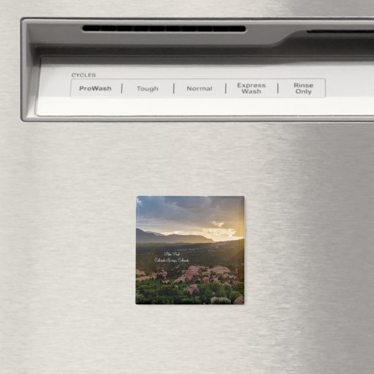 Pikes Peak Sunset Haze Square Magnet (In Situ (Geschirrspüler))