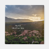 Pikes Peak Sunset Haze Square Magnet (Vorne)